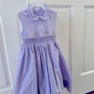 Sarah Louise Purple and White Smocked Sundress with Peter Pan Collar
